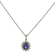 No Heat Purple Sapphire and Diamond Pendant in Platinum