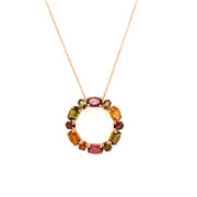 Warm Multicolored Tourmaline Necklace in Rose Gold
