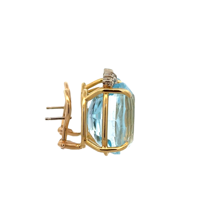 Statement Blue Topaz and Diamond Earrings in 18k Yellow Gold