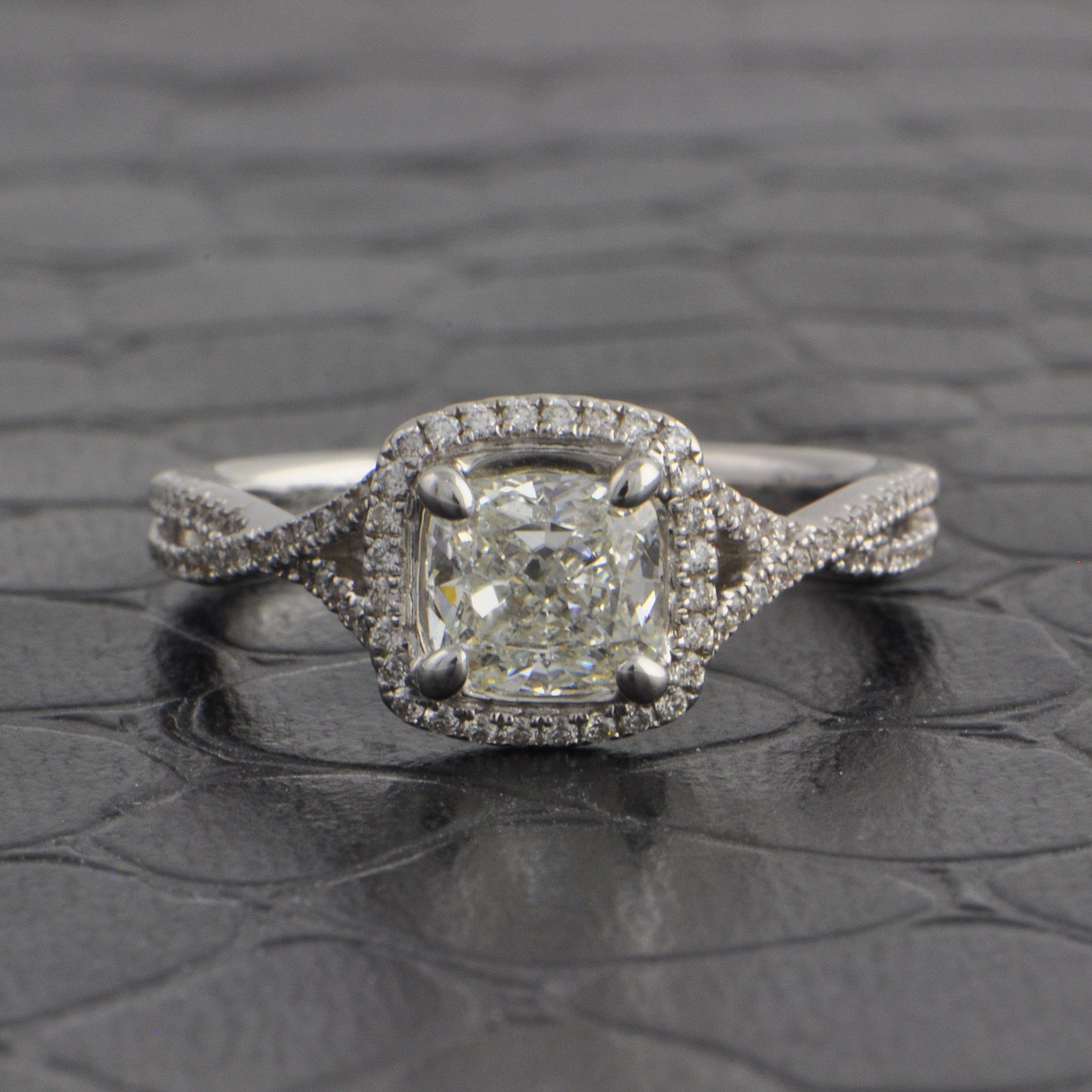 GIA 1.02 ct. J-VS2 Cushion Cut Diamond Engagement Ring in White Gold