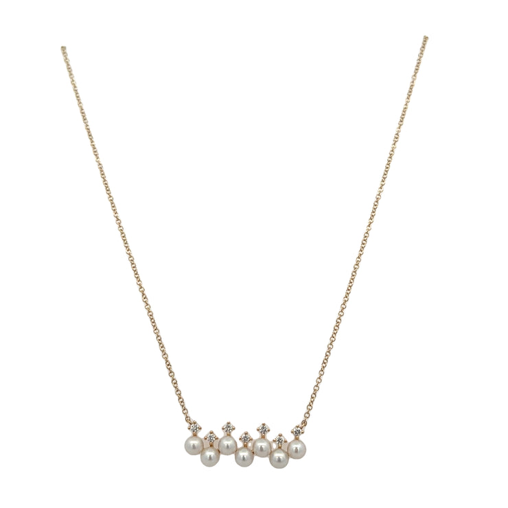 Pearl and Diamond Necklace in Yellow Gold