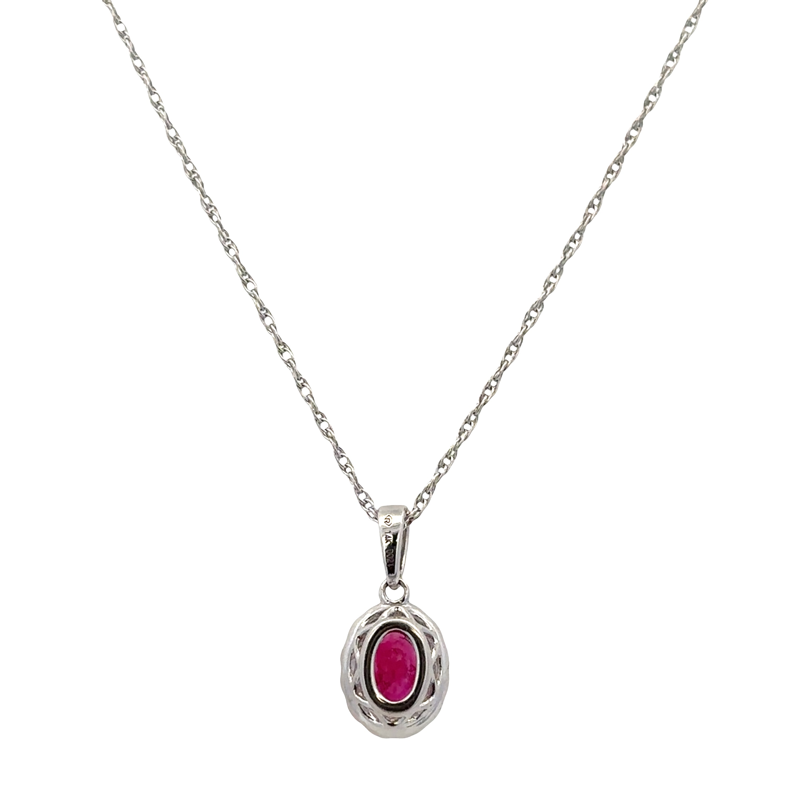 Ruby and Diamond Pendant in White Gold