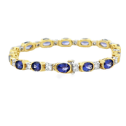 Tanzanite and Diamond Bracelet in 18k Yellow Gold 7"