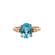 Blue Topaz and Diamond Ring in Yellow Gold