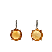 Citrine and Diamond Earrings in Yellow Gold