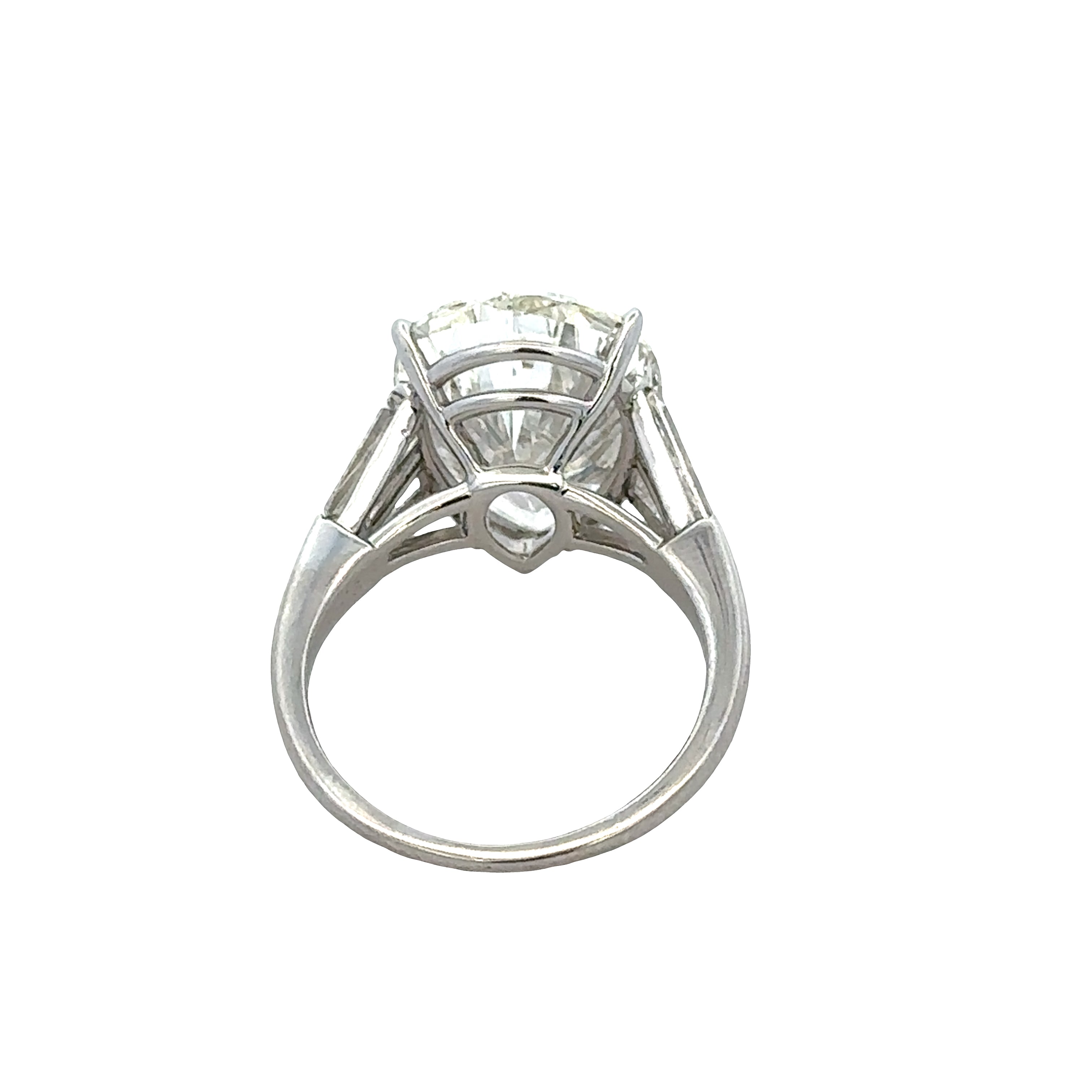 Vintage Platinum 7.72ct Pear-Shaped Diamond Ring with Baguette Accents – Size 6.25