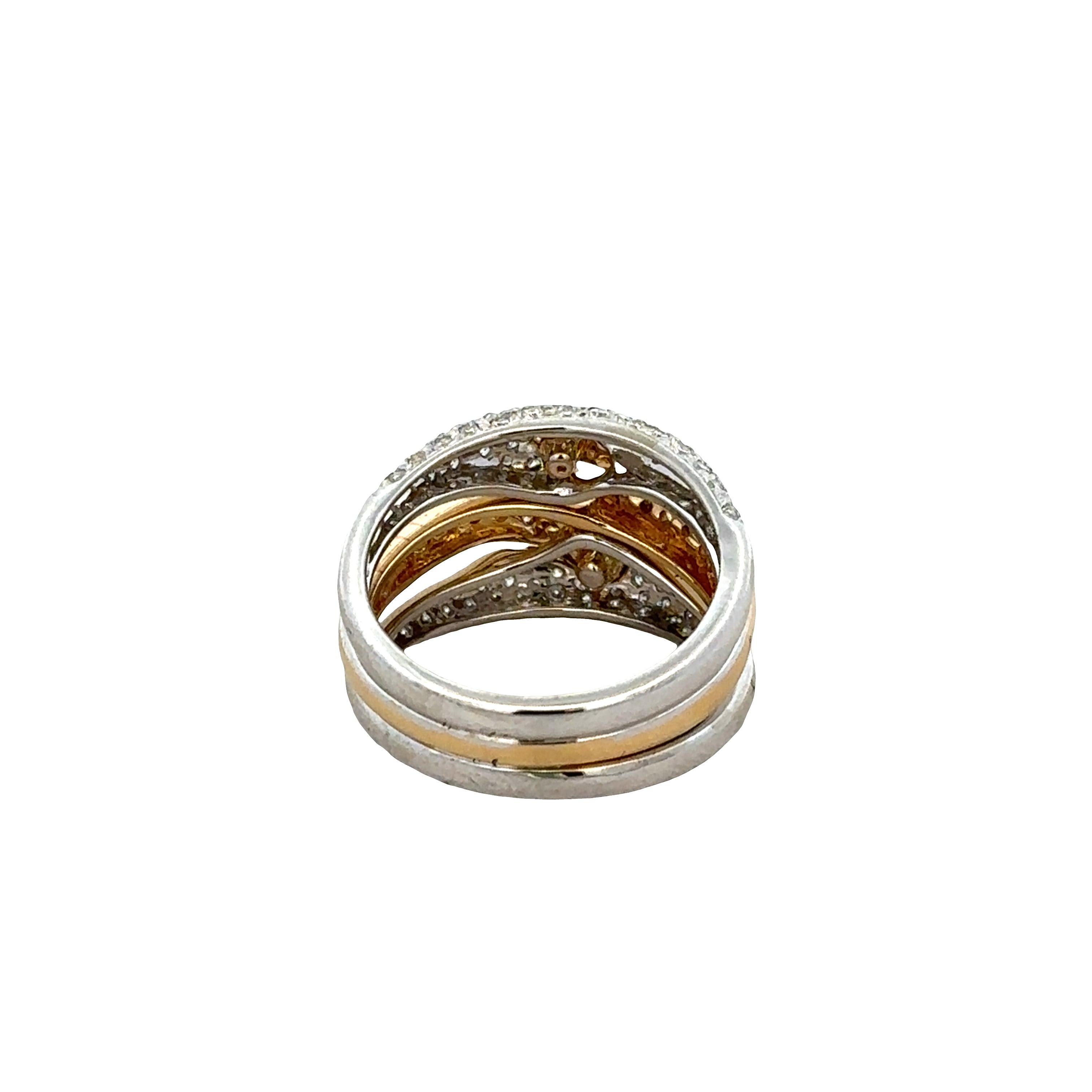 18k White & Yellow Gold Openwork Diamond Band – Size 8