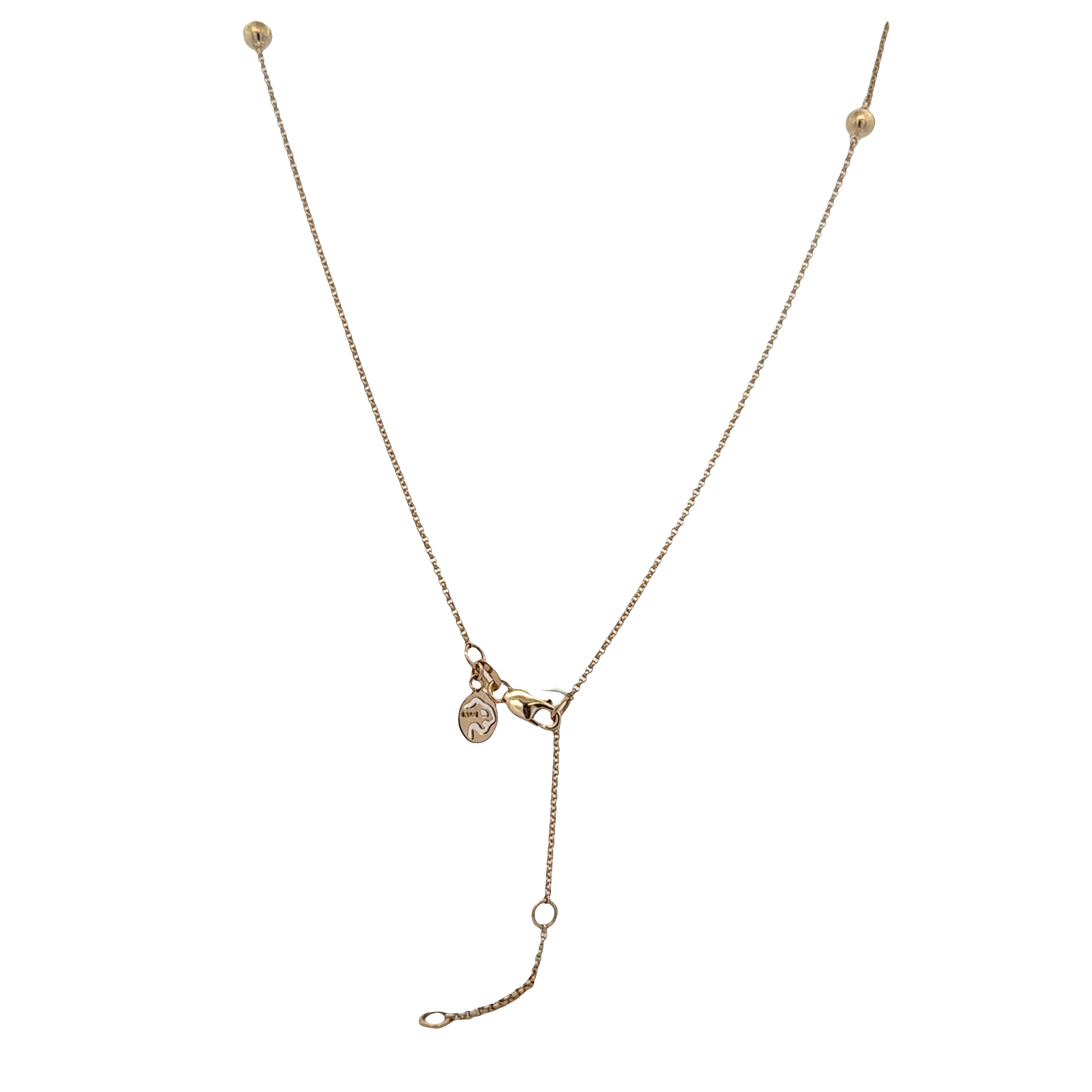 14k Yellow Gold Pearl & Diamond Y-Style Necklace – Adjustable 16"–18"