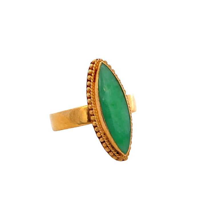 Marquise Jadeite Ring in 24k Yellow Gold