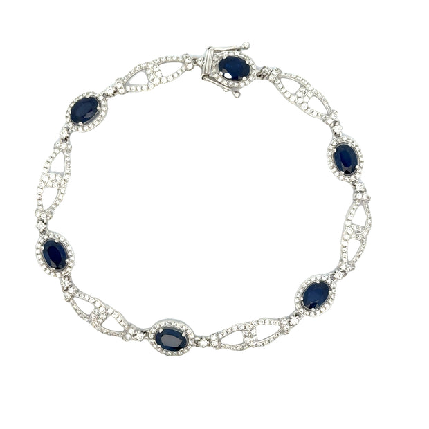 Vintage Inspired Sapphire and Diamond Bracelet