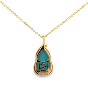 Turquoise and Diamond Pendant in Yellow Gold