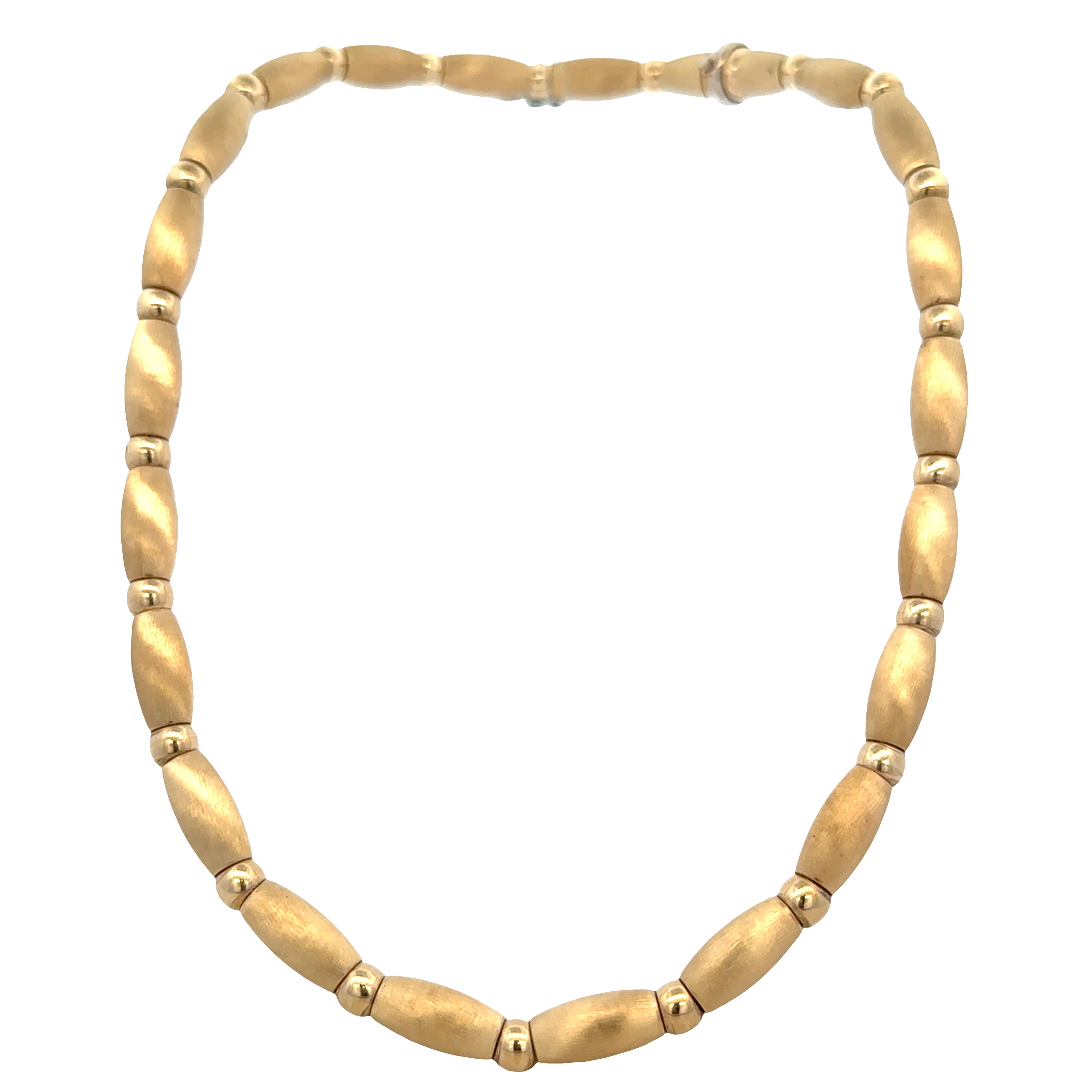 14k Yellow Gold Satin & Polished Link Necklace – 17" Long
