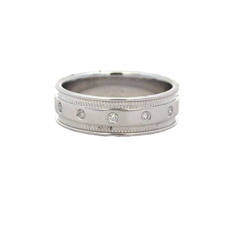 Diamond Accented Band in White Gold Size 10