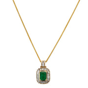 Effy Emerald and Baguette Cut Diamond Pendant in Yellow Gold