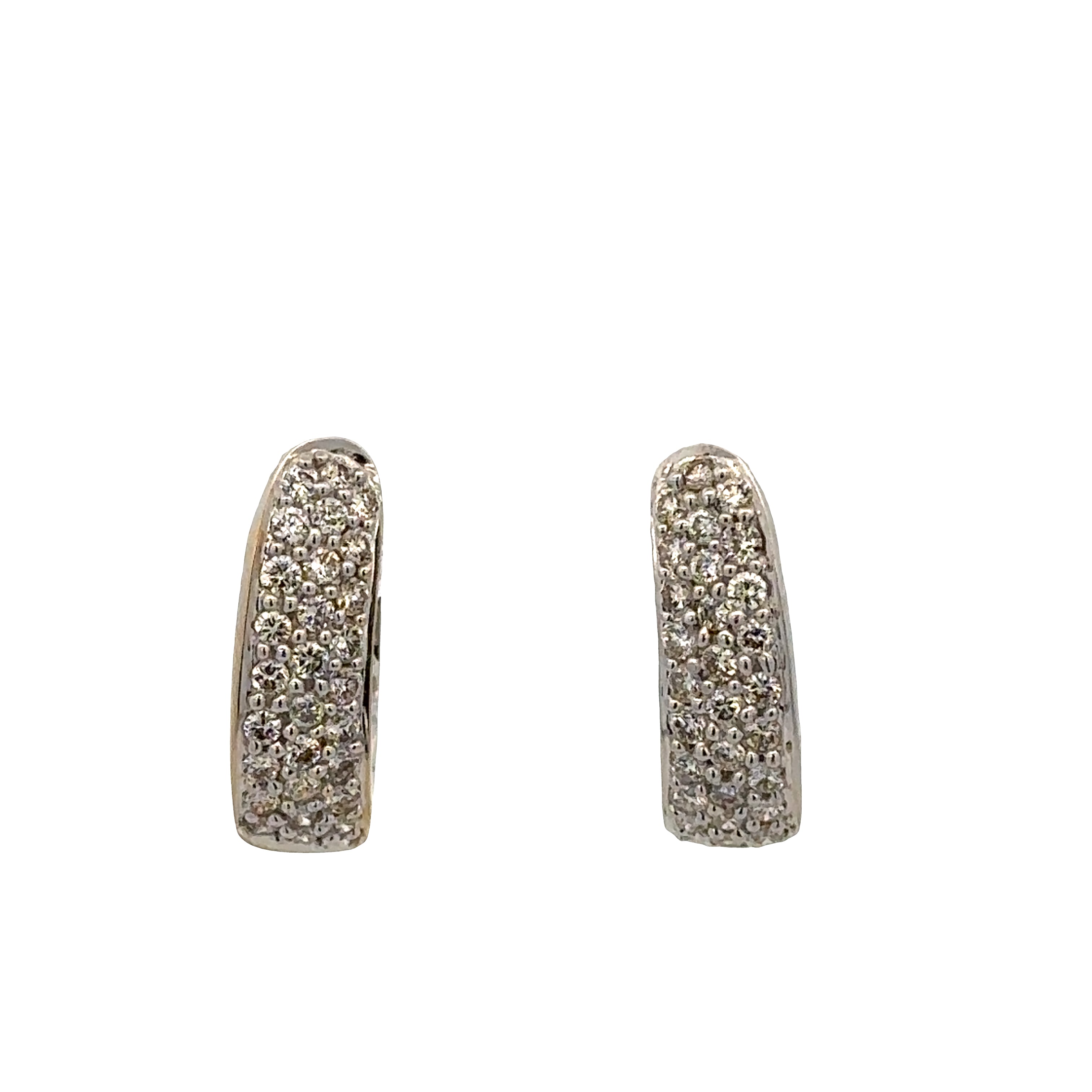 18k White Gold Diamond Huggie Earrings, 1.48 CTW, VS2-SI1 Clarity