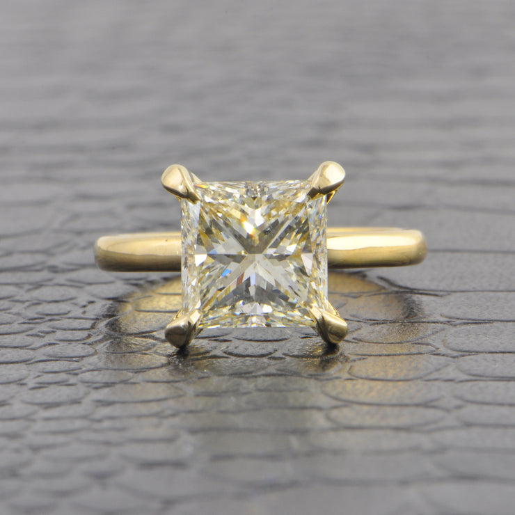 3.59 ct. Princess Cut Diamond Engagement Ring in Yellow Gold