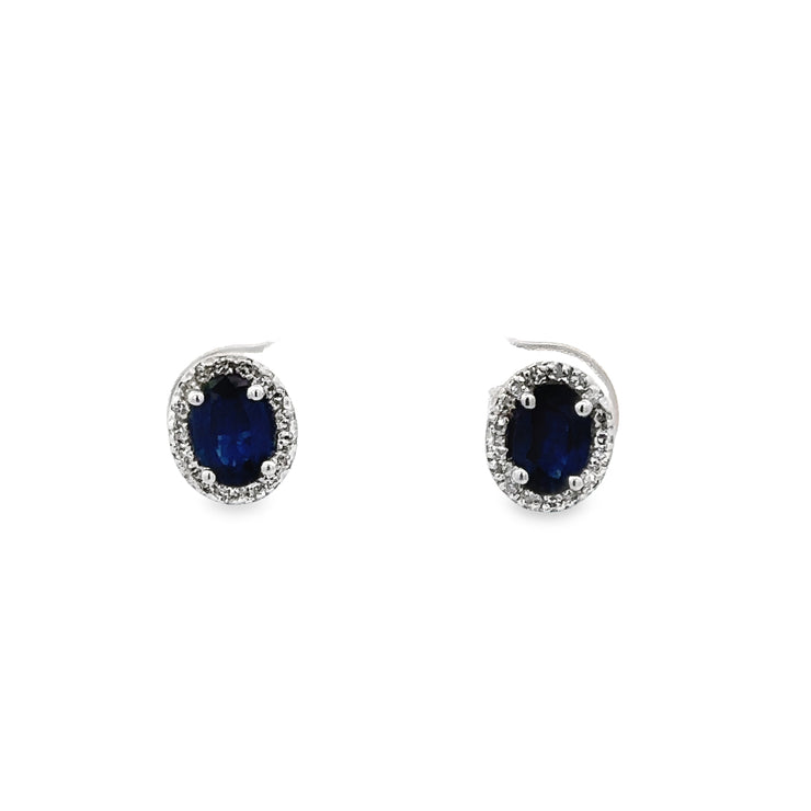 Sapphire and Diamond Stud Earrings in White Gold