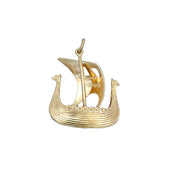 Vintage Norwegian Sailboat Charm in Yellow Gold