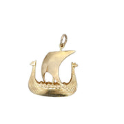 Vintage Norwegian Sailboat Charm in Yellow Gold