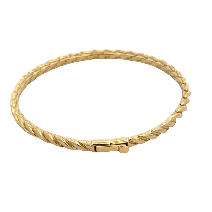 Substantial Diamond Twist Bangle Bracelet in 18k Yellow Gold