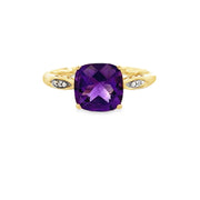 Amethyst and Diamond Ring in Yellow Gold