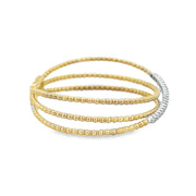 Flexible Triple Row Diamond Bracelet in Two Tone Gold