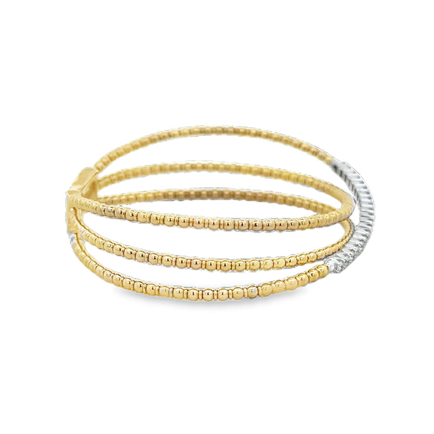 Flexible Triple Row Diamond Bracelet in Two Tone Gold