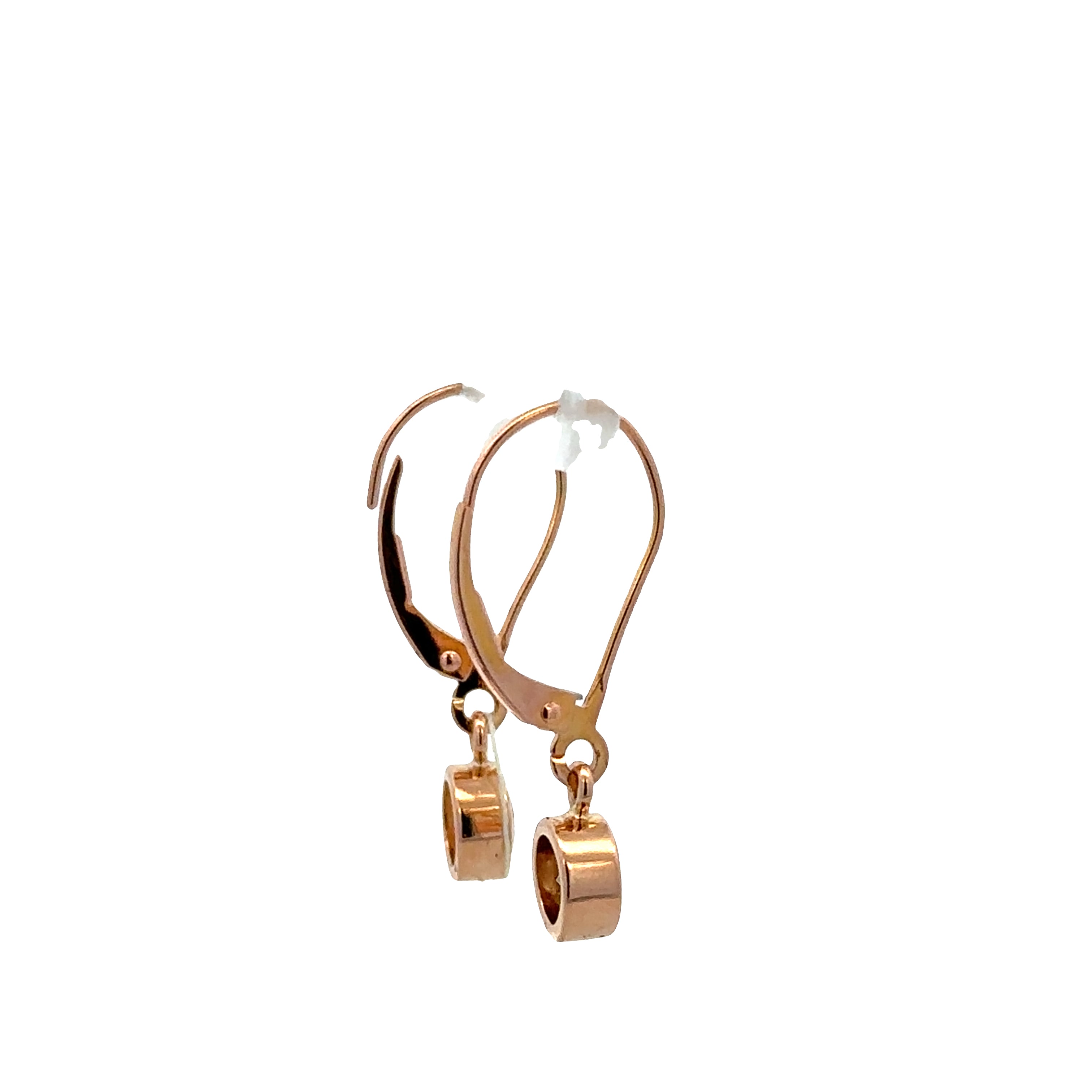 14k Rose Gold Diamond Bezel Drop Earrings – 1" Tall