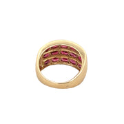 Multirow Red Spinel Ring in Yellow Gold