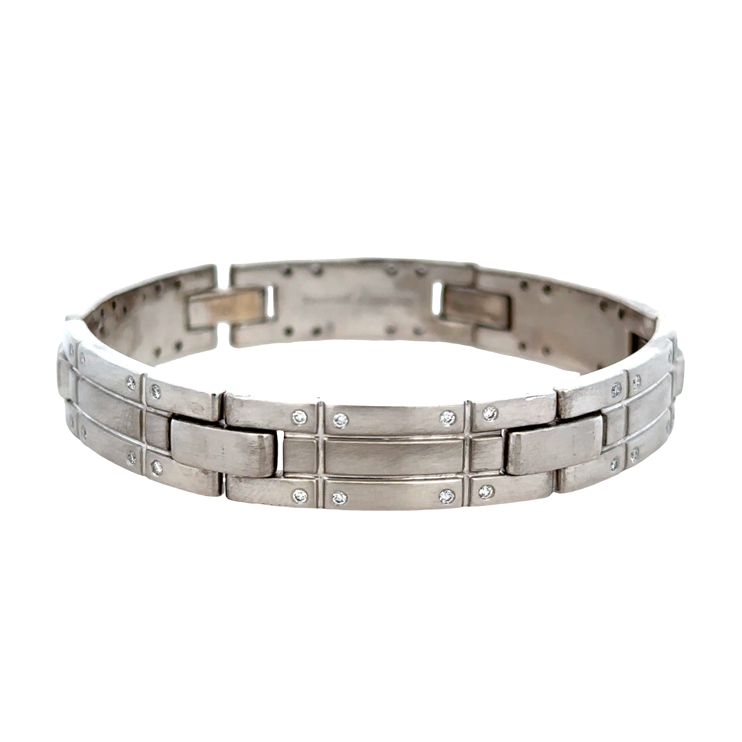 Estate Tiffany & Co. 18k White Gold Diamond Panel Link Bracelet