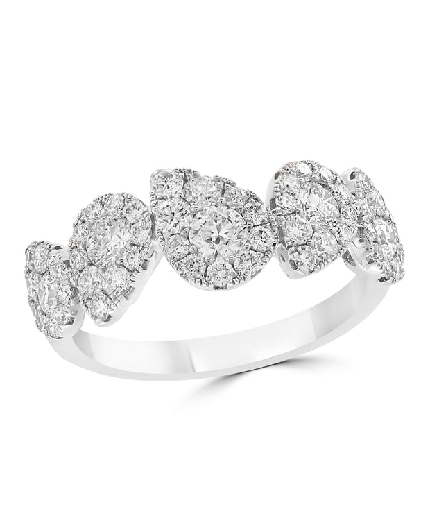 Pear Shape Diamond Cluster Band in White Gold