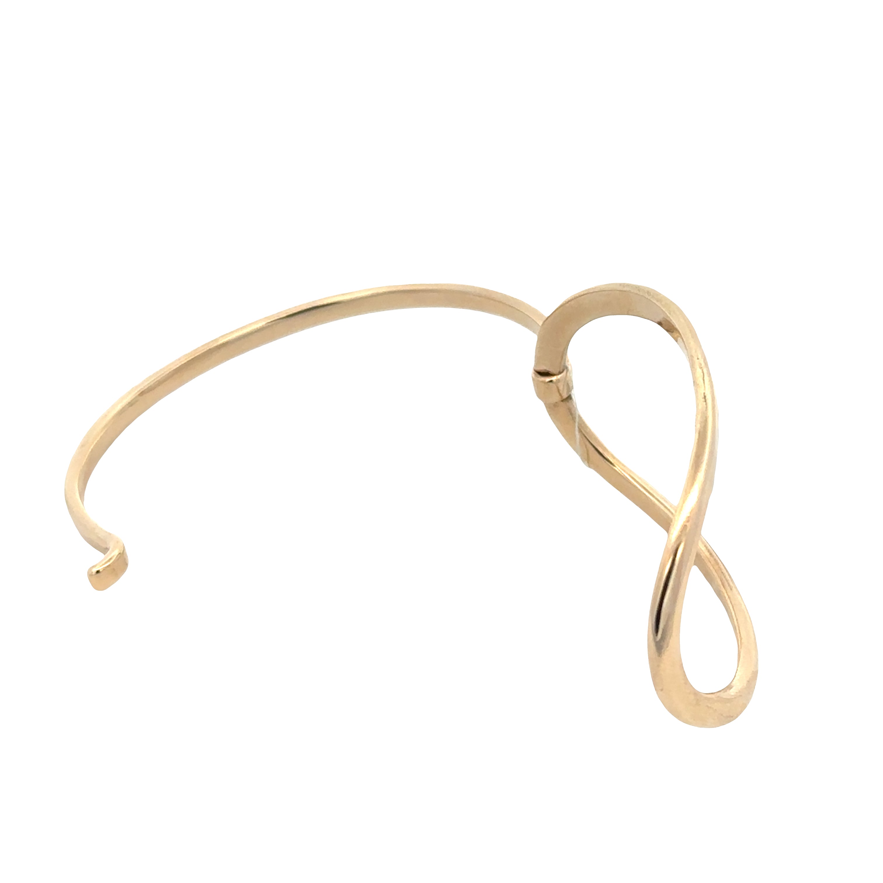 9k Yellow Gold Curved Open Bangle – Fits 6"–6.5" Wrist