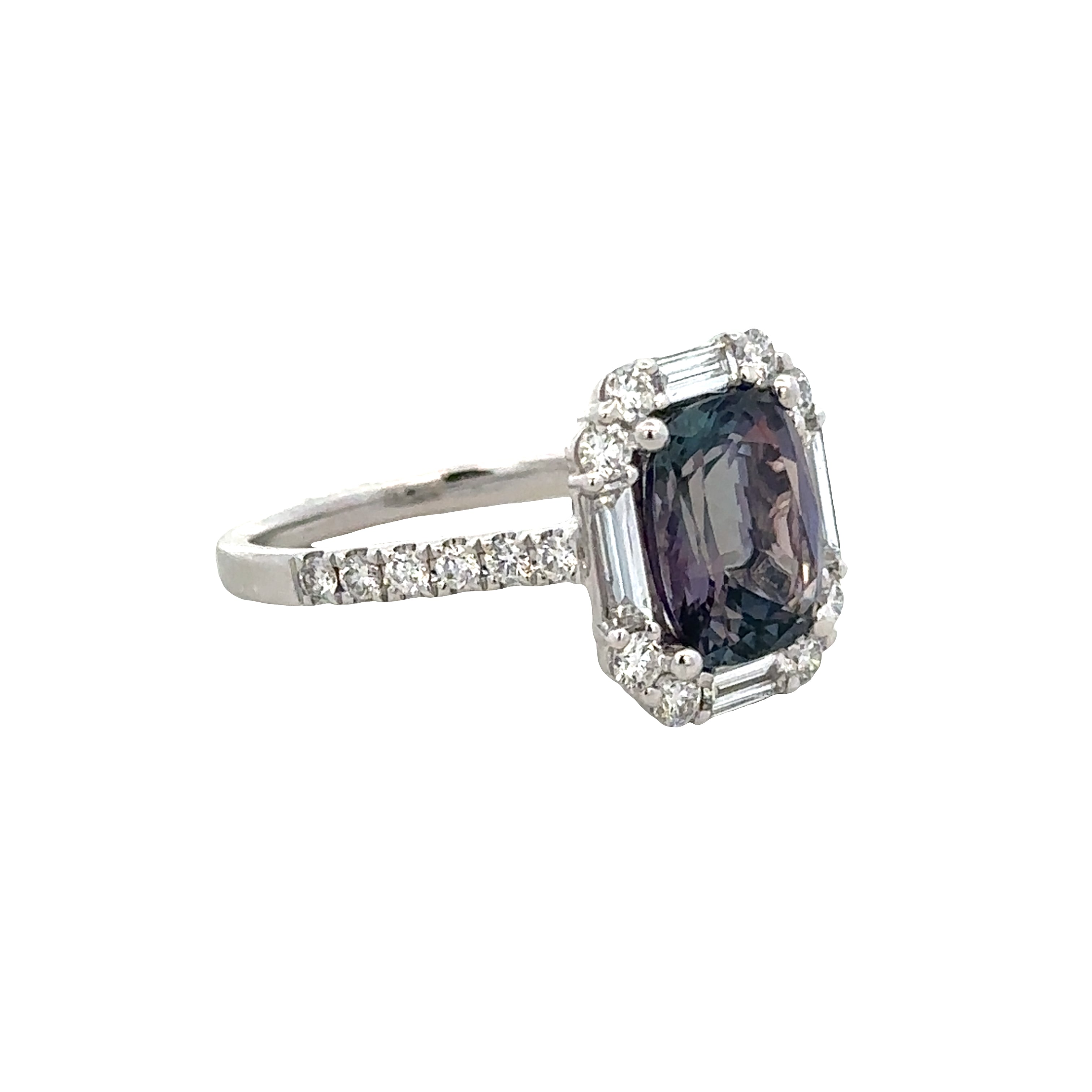 18k White Gold Tanzanite & Diamond Halo Ring – Size 7