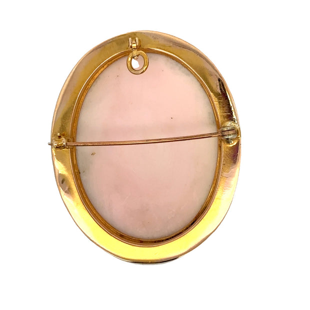 Antique Shell Cameo Brooch in Yellow Gold