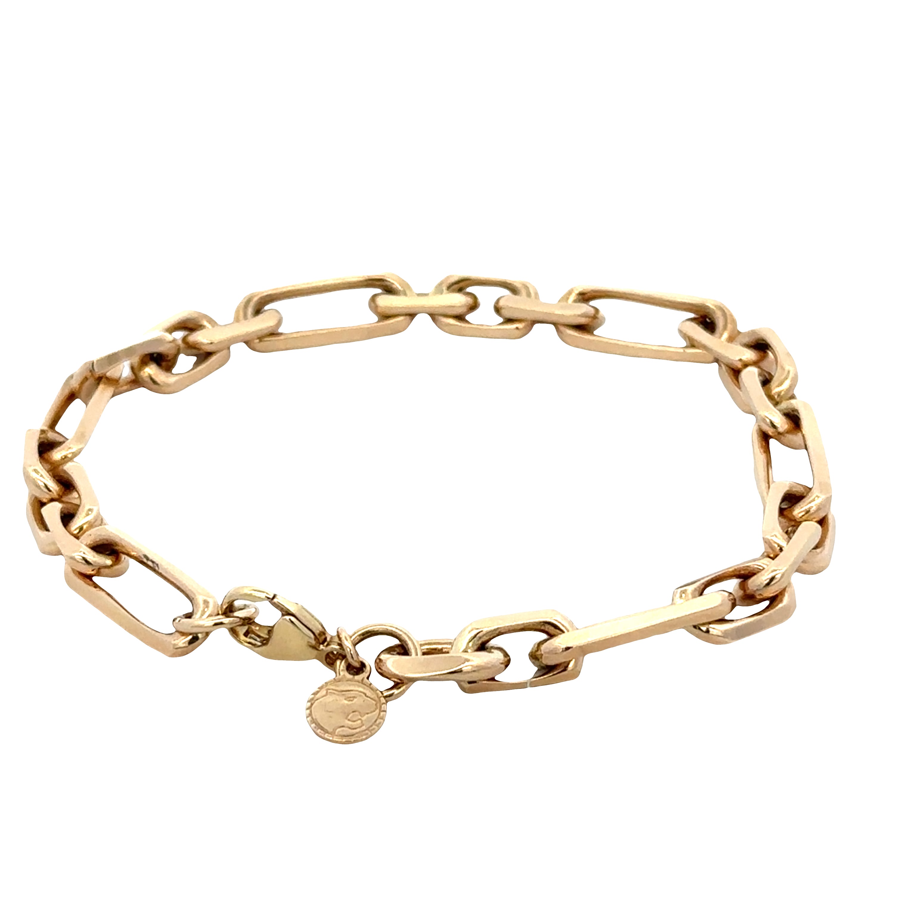 14K Yellow Gold Paperclip Link Bracelet – Alternating Long & Short Links, 9" Length