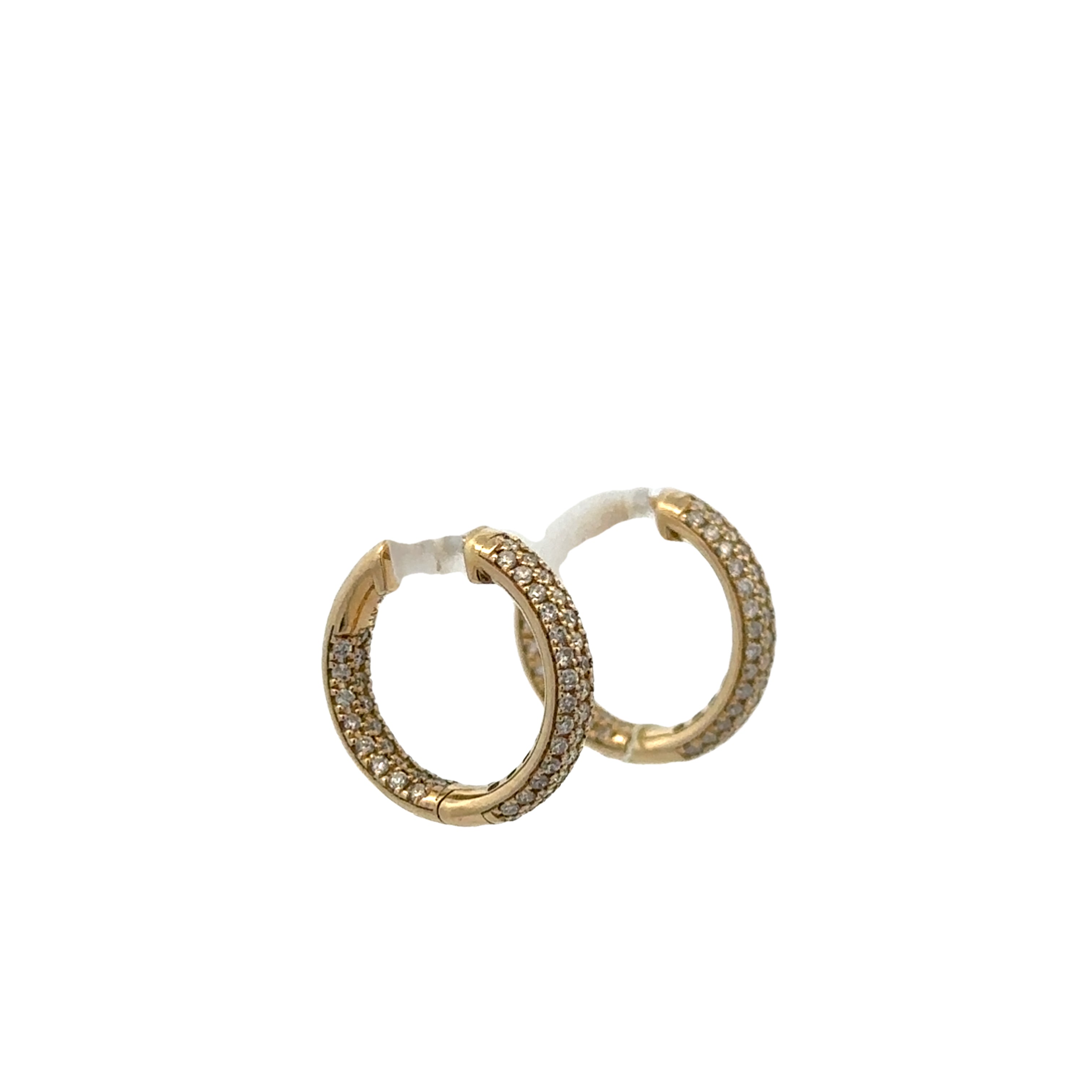 Small Pave Diamond Hoops in Yellow Gold