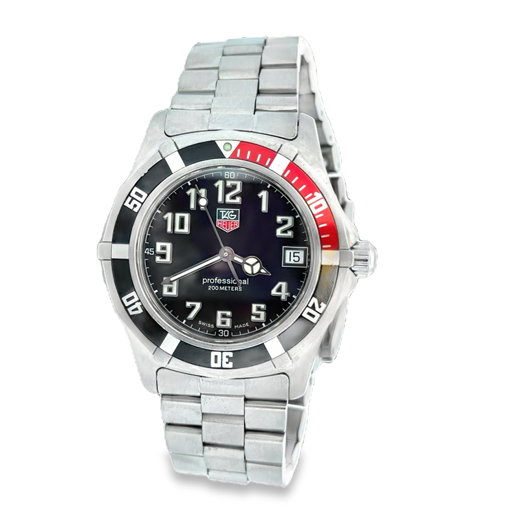 Stainless Steel Tag Heuer Red & Black 37mm Quartz Wristwatch