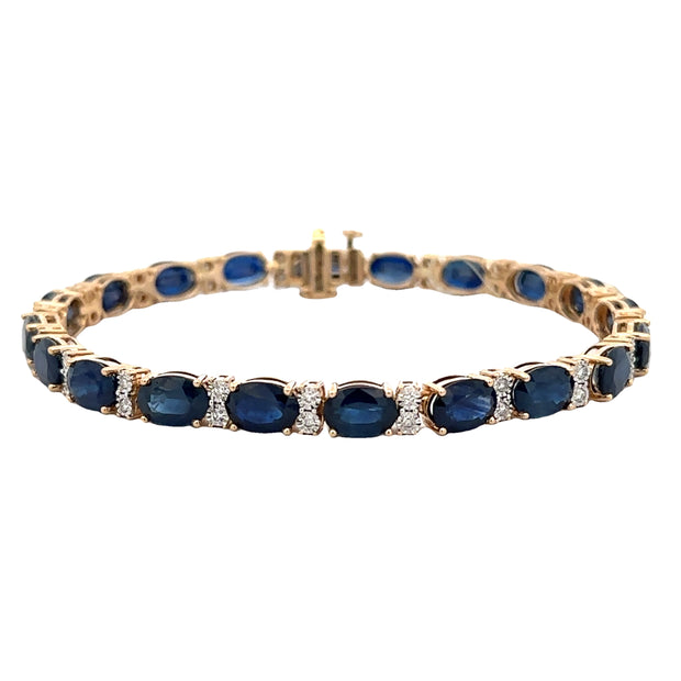 Sapphire and Diamond Bracelet in Yellow Gold