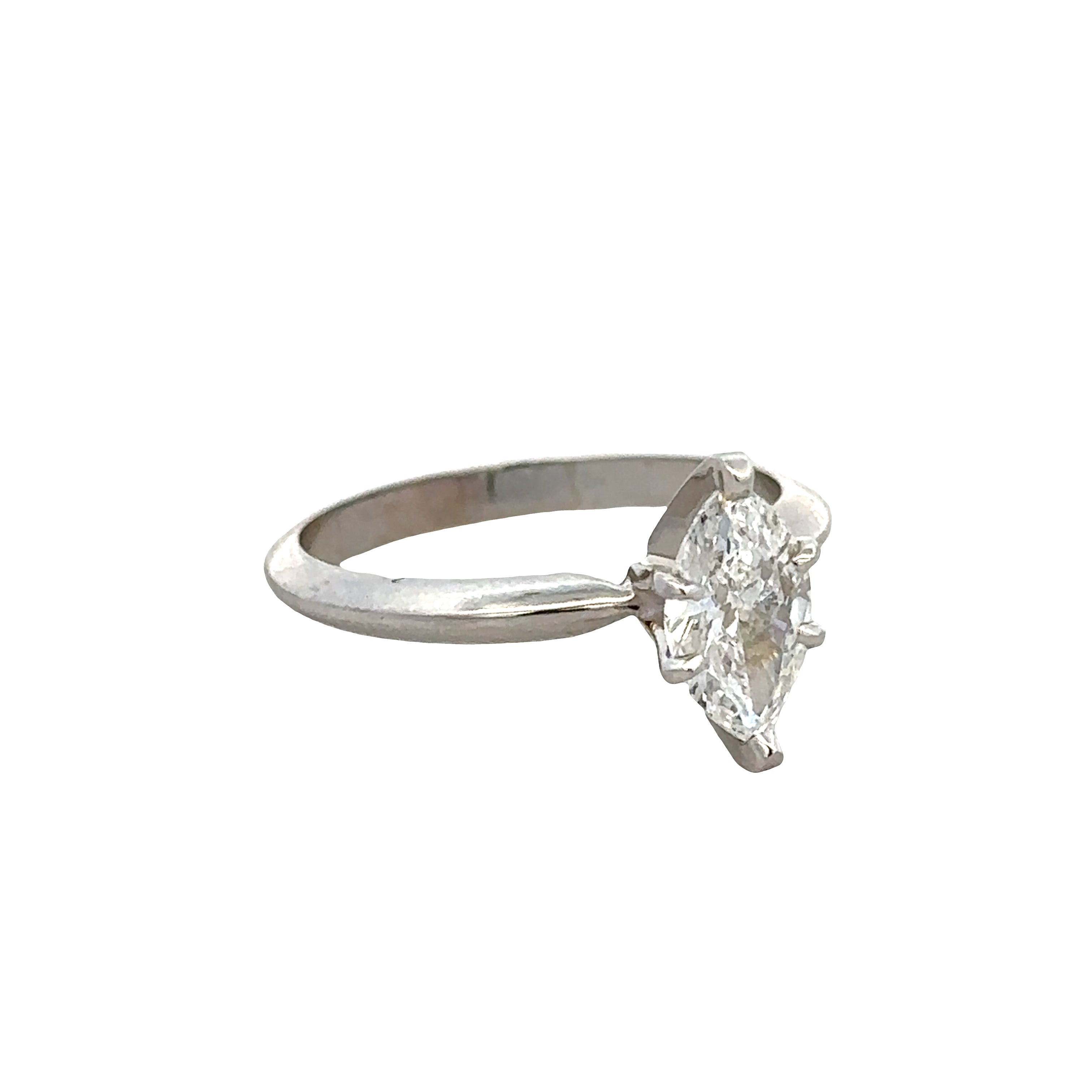 14k White Gold Marquise Diamond Engagement Ring – Size 6.5