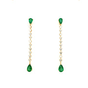 Emerald and Diamond Line Earrings in Yellow Gold