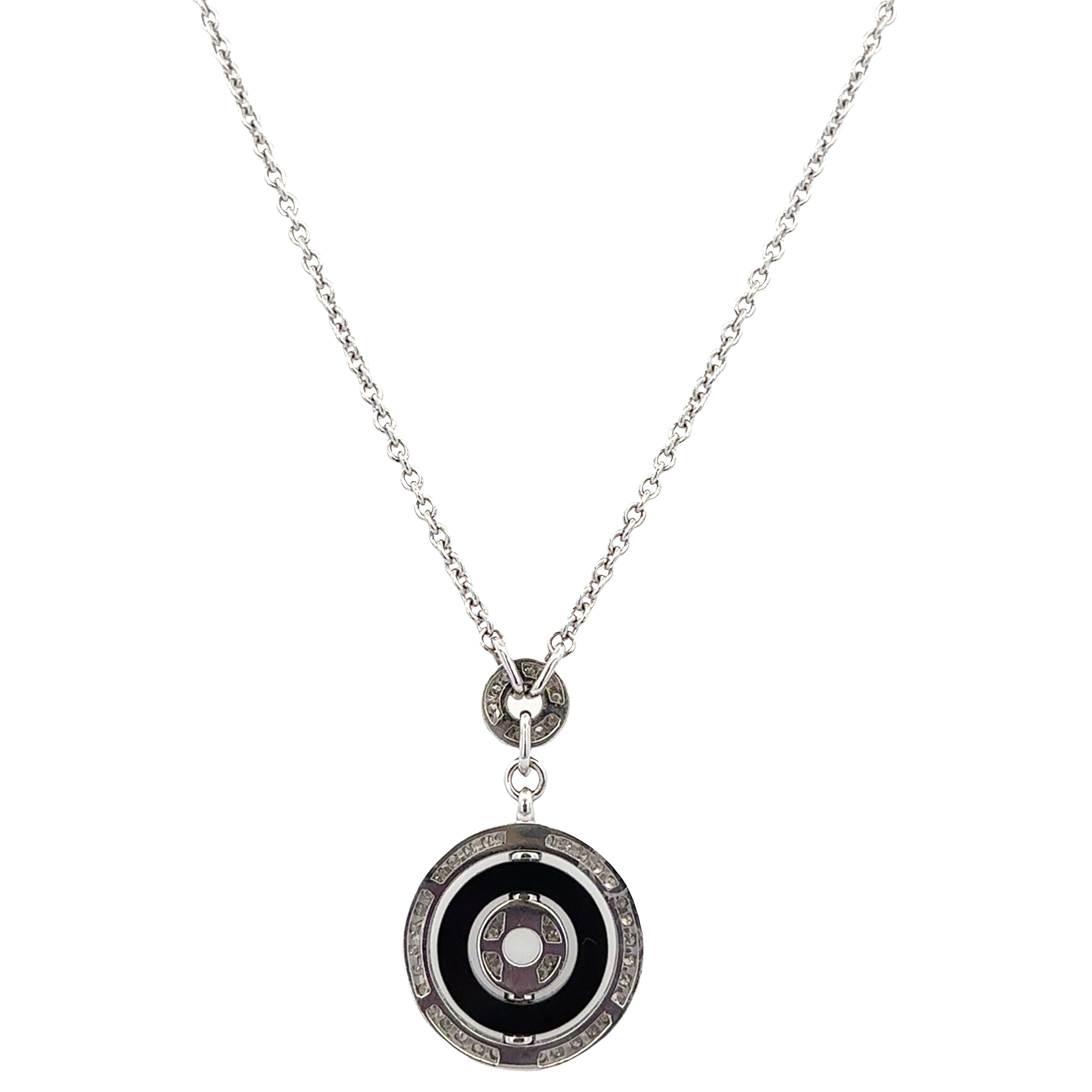 Estate BVLGARI Astrale Black Ceramic & Diamond Pendant – 16"-18" Length