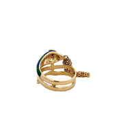 Enameled Ruby Snake Ring in 18k Yellow Gold