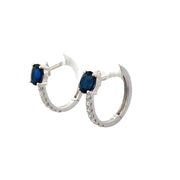 Sapphire and Diamond Huggie Earrings in White Gold