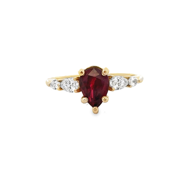 Vintage Ruby and Diamond Ring in Yellow Gold