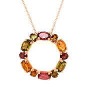 Warm Multicolored Tourmaline Necklace in Rose Gold