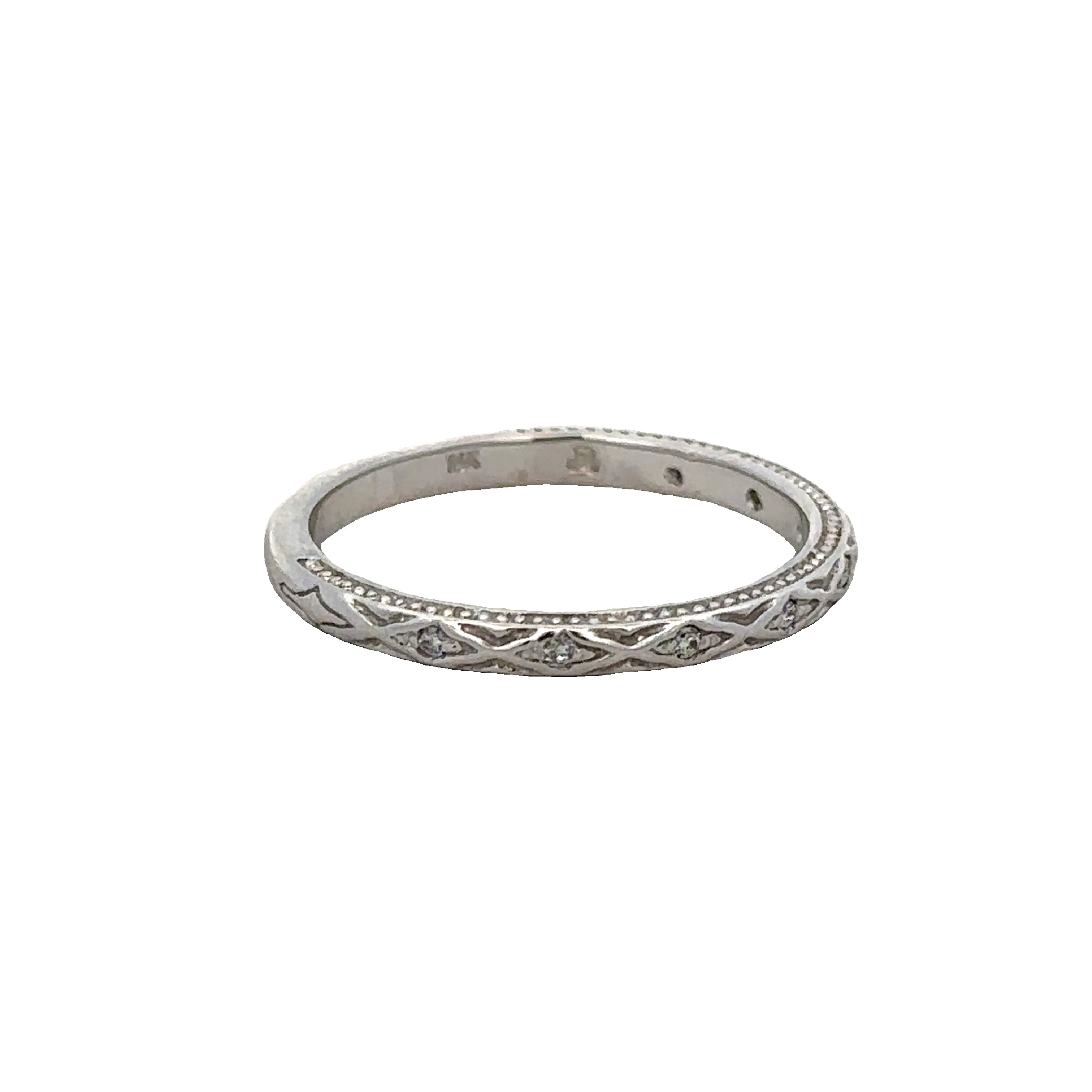 Diamond Accented Wedding Band in White Gold