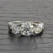 GIA 3.34 CTW Three Stone Round Brilliant Cut Diamond Engagement Ring in Platinum