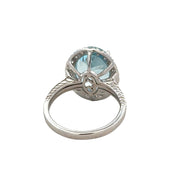 Oval Cut Aquamarine and Diamond Ring in White Gold