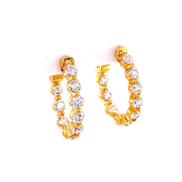 3.15 CTW Diamond Hoop Earrings in 18k Gold