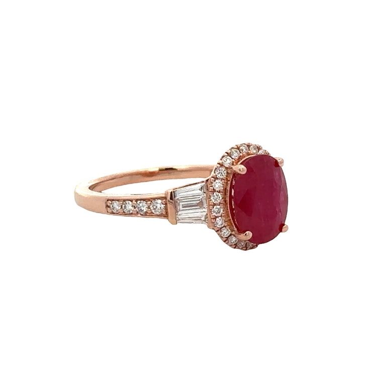 Ruby and Diamond Ring in Rose Gold